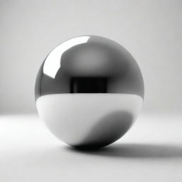 A perfect 3D sphere, made of shiny reflective metal, floating in a white space.