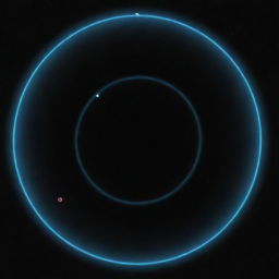 A solid, glowing, spherical radiation pattern surrounding a suspended dipole antenna in the vastness of space.