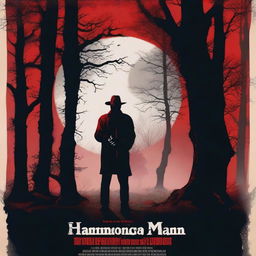 Design a chilling movie poster for a horror film titled 'The Harmonica Man'