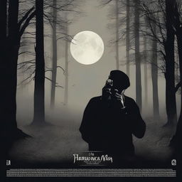 Create a horrifying movie poster for a horror film titled 'The Harmonica Man'