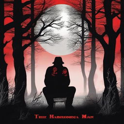 Design a chilling movie poster for a horror film titled 'The Harmonica Man'