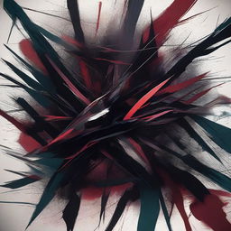 An abstract representation of pain, featuring dark and intense colors, sharp and jagged lines, and a sense of chaos and turmoil