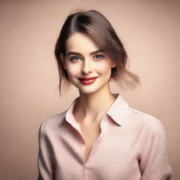 Create an image of an attractive young woman with a confident and stylish appearance