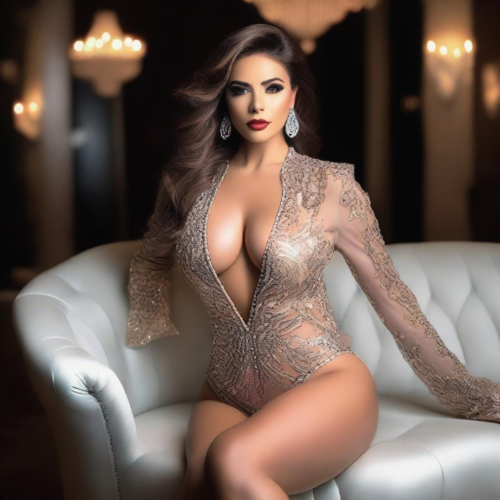 Graciela Alfano posing in a glamorous and sexy outfit, exuding confidence and allure