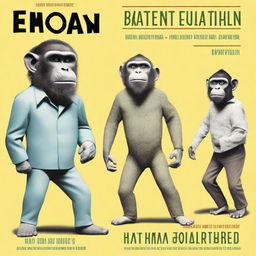 A book cover titled 'Evolution of Comedy' featuring an image depicting the evolution from a monkey to a modern human