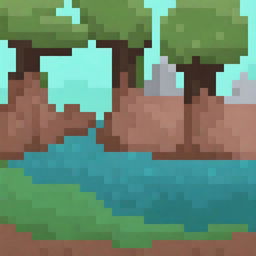 Create a detailed 32x32 pixel tilemap featuring various terrains such as grass, water, sand, and mountains