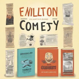 Create a book cover for a fictional book titled 'Evolution of Comedy' written by Bovine rBob jtr r1