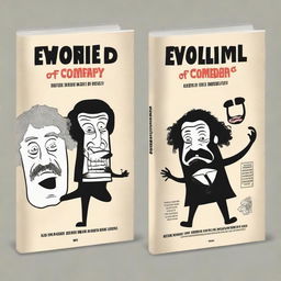 Create a book cover for a fictional book titled 'Evolution of Comedy' written by Bovine rBob jtr r1