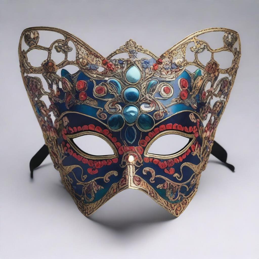 A detailed and intricate mask with elaborate designs and patterns