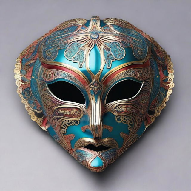 A detailed and intricate mask with elaborate designs and patterns