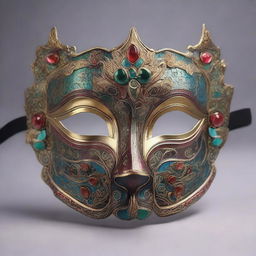 A detailed and intricate mask with elaborate designs and patterns