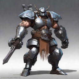 Create an image of a robot barbarian