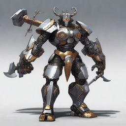 Create an image of a robot barbarian