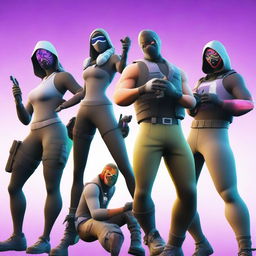 Create an image featuring characters from Fortnite with the text 'Os Kbças fracas'