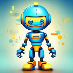 Create an illustration of a cheerful and stylish young boy robot