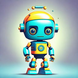 Create an illustration of a cheerful and stylish young boy robot