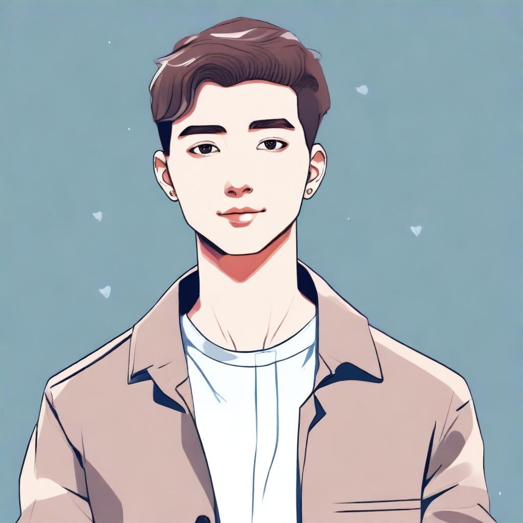 Create an image of a young male AI boyfriend