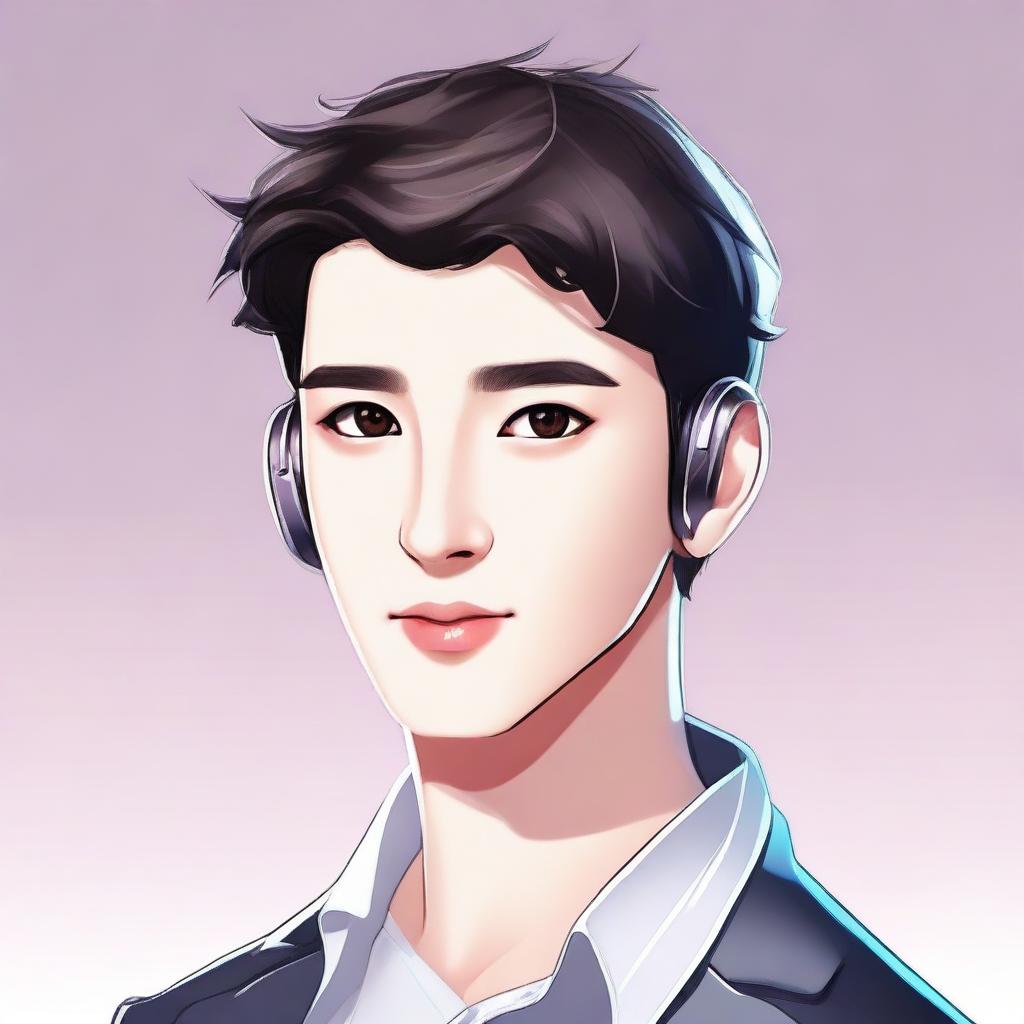 Create an image of a young male AI boyfriend