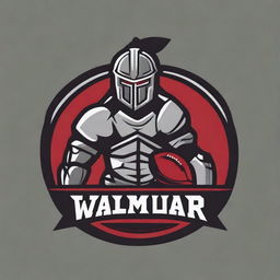 A detailed logo for a college football team featuring a warrior holding a football