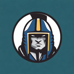 A detailed logo for a college football team featuring a warrior without any letters or text