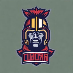 A detailed logo for a college football team featuring a warrior without any letters or text