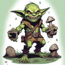 A detailed illustration of a grinning goblin from Dungeons and Dragons