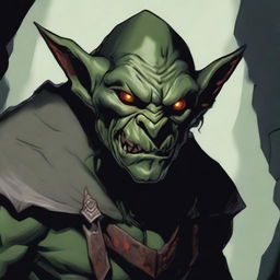 A detailed illustration of a dark goblin from Dungeons and Dragons