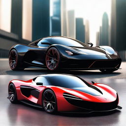 Create an image of an aggressive, sleek, hypercar