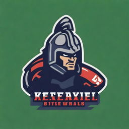 A detailed logo for a college football team featuring a warrior without any letters or text