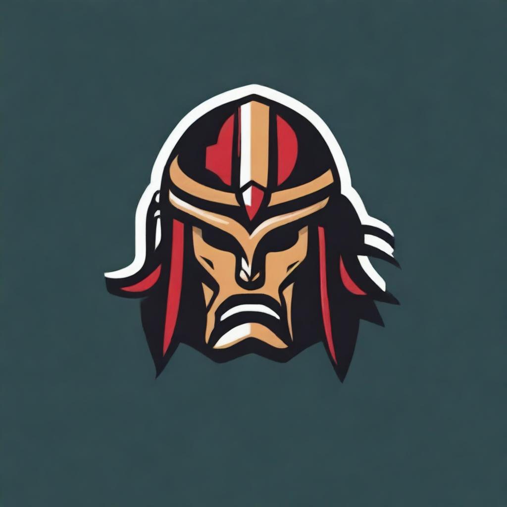 A detailed logo for a college football team featuring a warrior without any letters or text