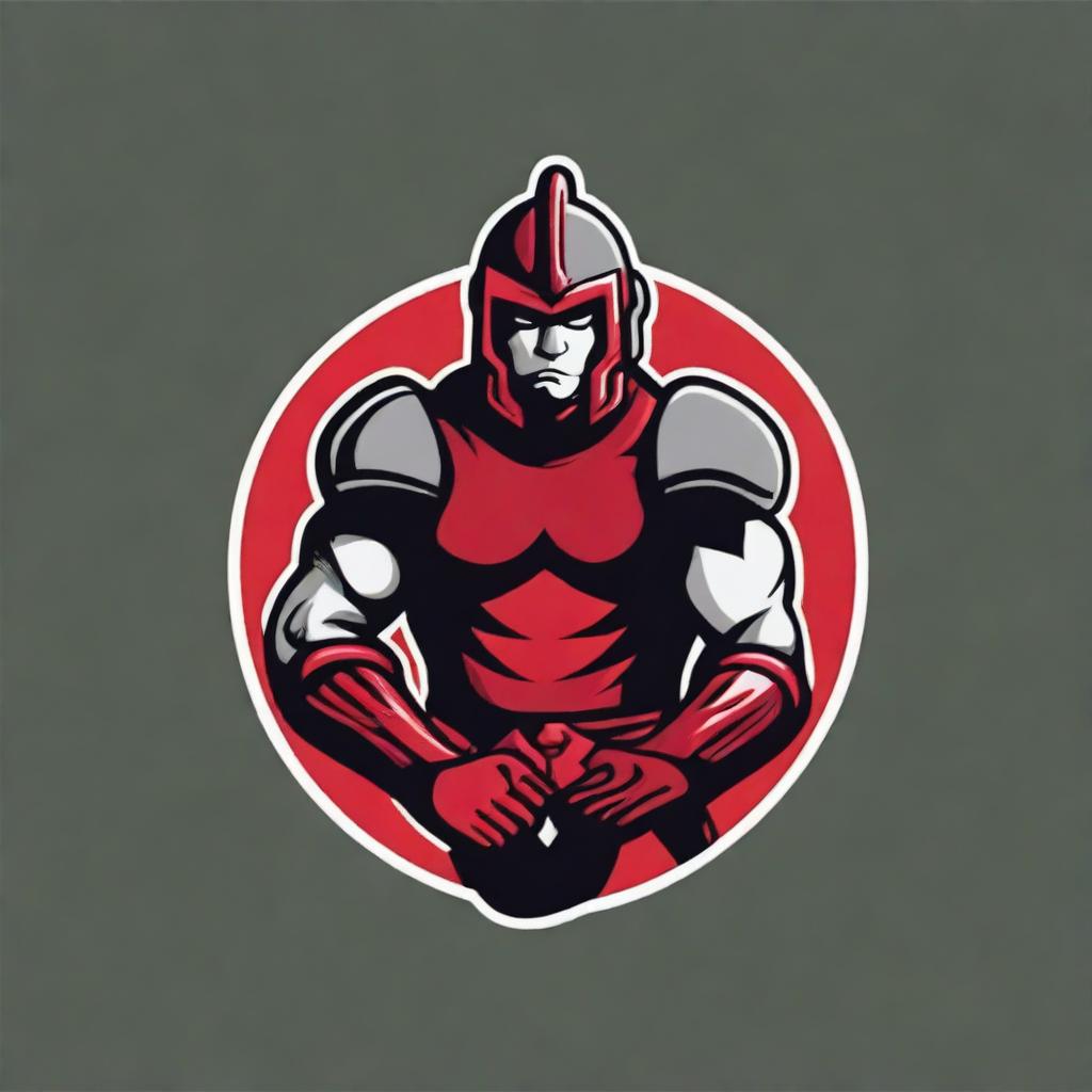 A detailed logo for a college football team featuring a warrior without any letters or text