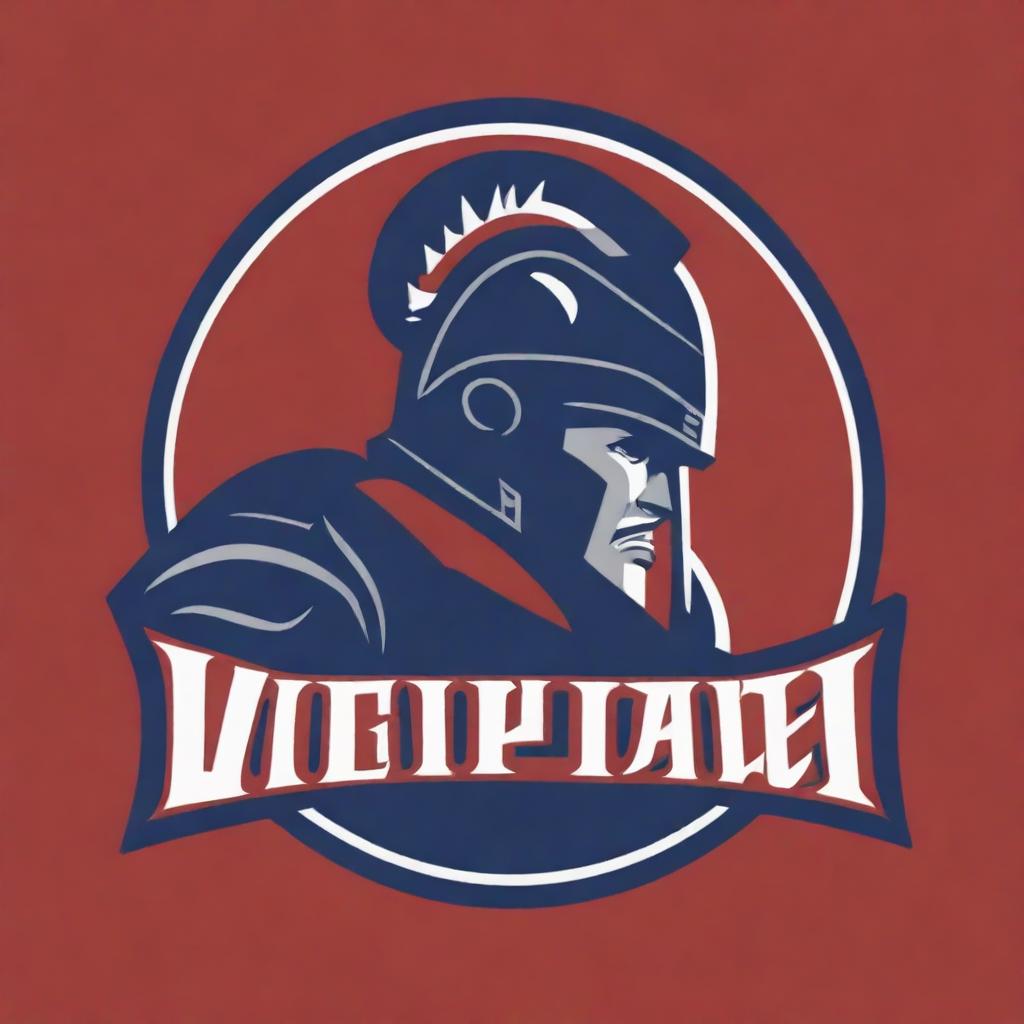 A detailed logo for a college football team featuring a warrior without any letters or text