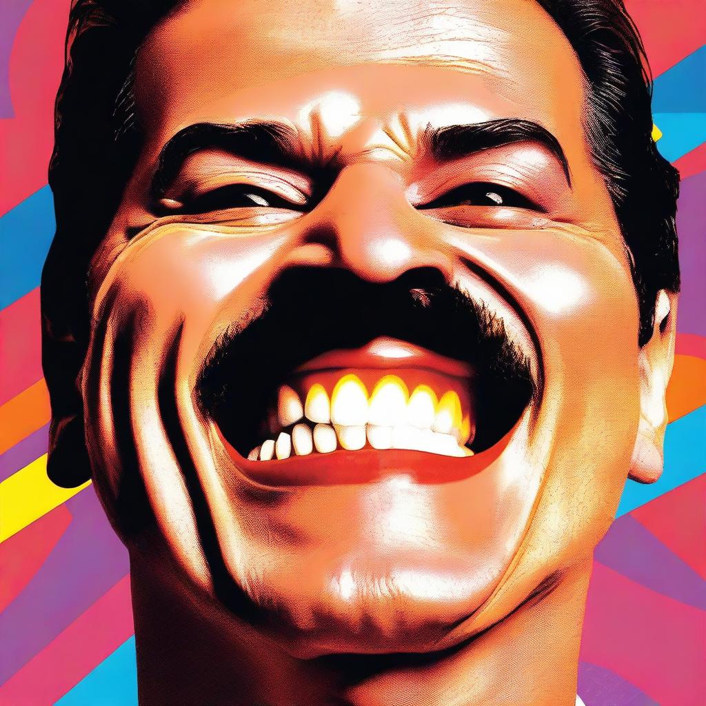 A vibrant and eye-catching YouTube short thumbnail featuring Freddie Mercury's iconic teeth