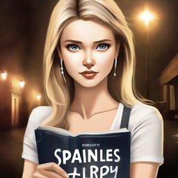 Create a book cover for a fiction novel featuring a white girl named Sparkle who goes missing, and her pimp is determined to find her killer