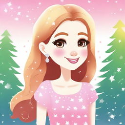 Create an image using the provided background and add the character Sparkle, who is a white girl