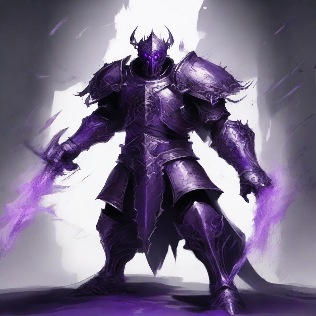 Create an image of a Corrupted Guardian Knight with purple glowing eyes