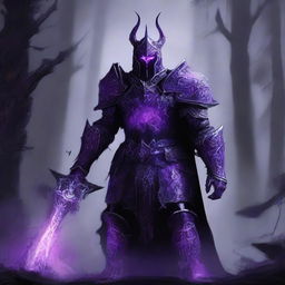 Create an image of a Corrupted Guardian Knight with purple glowing eyes