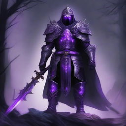 Create an image of a Corrupted Guardian Knight with purple glowing eyes