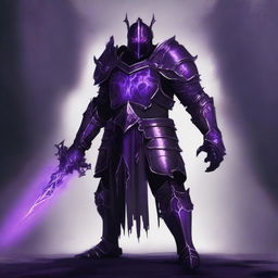 Create an image of a Corrupted Guardian Knight with purple glowing eyes