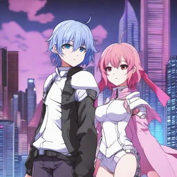 A detailed illustration featuring Rei and Astolfo standing together