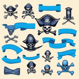 Create an image of a pirate-themed ribbon with a blue color