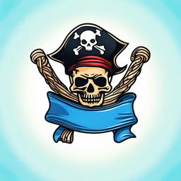 Create an image of a pirate-themed ribbon with a blue color