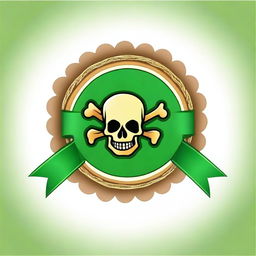 Create an image of a rosette ribbon with a green pirate theme