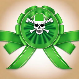 Create an image of a green pirate-themed rosette ribbon