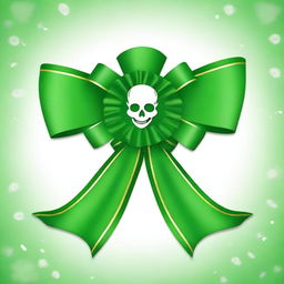 Create an image of a green rosette ribbon with a pirate theme