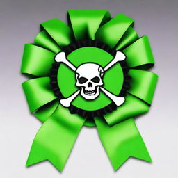 Create an image of a green pirate-themed rosette ribbon