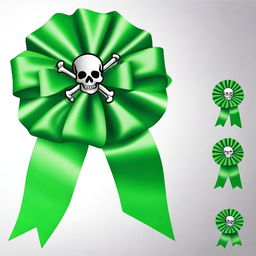 Create an image of a green pirate-themed rosette ribbon