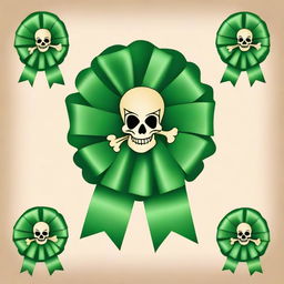 Create an image of a green pirate-themed rosette ribbon