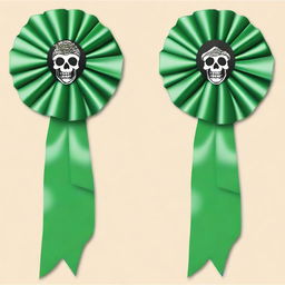 Design a rosette ribbon with a green pirate theme