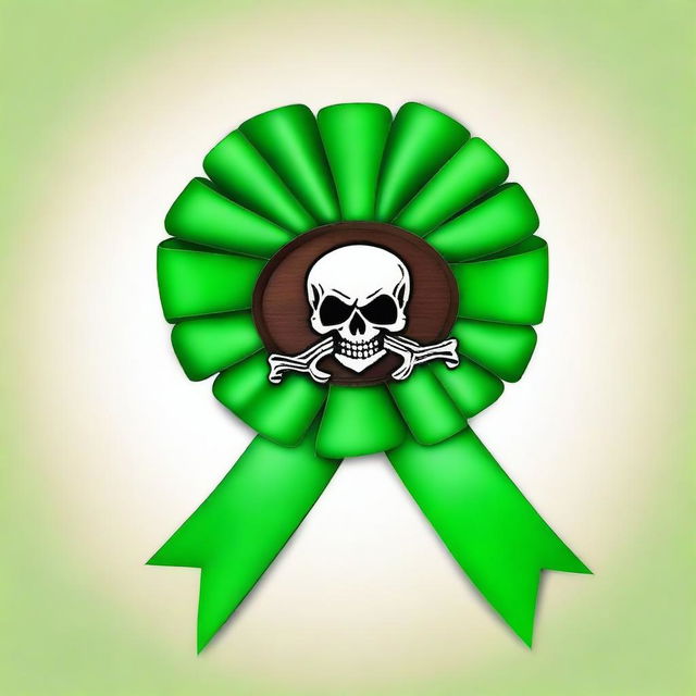 Design a rosette ribbon with a green pirate theme